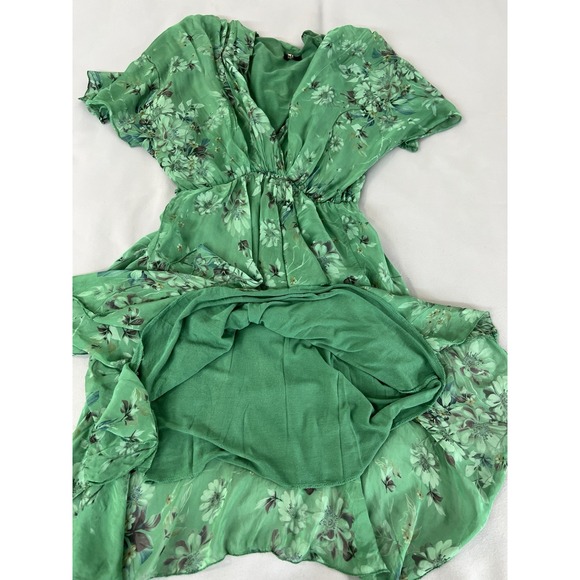 NT by Amati Layered Green Silk Floral Print 3/4 Sleeve‎  Dress Made in Italy S/M - Picture 11 of 13
